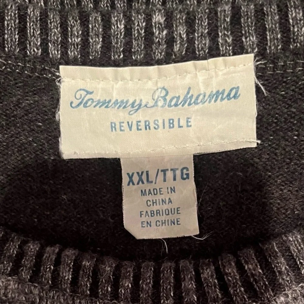 Tommy Bahama Sun Up Sun Down Crew Neck Reversible‎ Gray Sweater Size 2XL/TTG